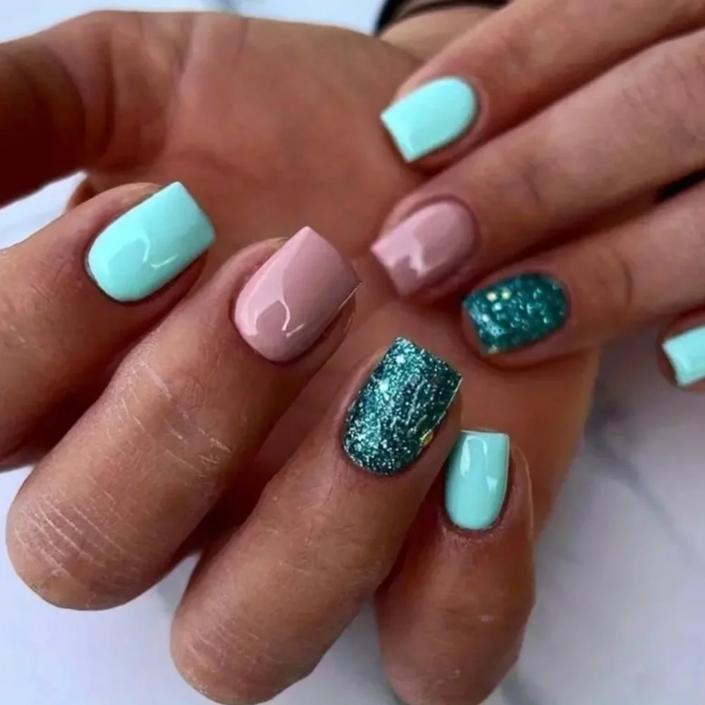 24 reusable square press on nails